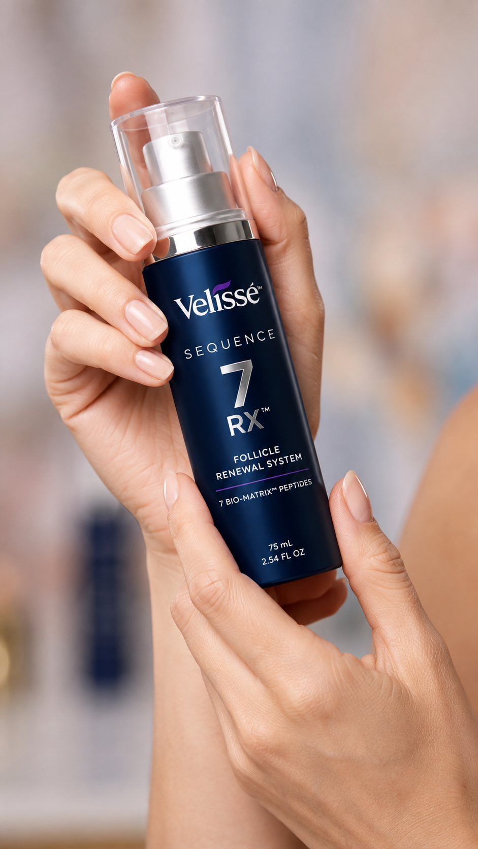 Velissé Sequence 7 RX bottle held in hands